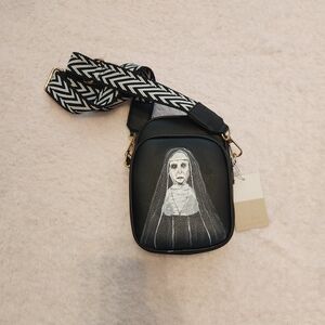 Crossbody the nun handpainted horror conjuring purse